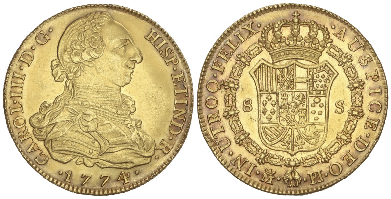 SPANISH MONARCHY: CHARLES III
8 Escudos. 1774. MADRID. P.J. 26,94 grs. Con punt...