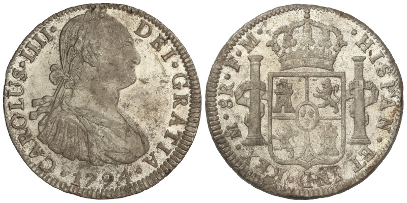 SPANISH MONARCHY: CHARLES IV
8 Reales. 1794. MÉXICO. F.M. 26,72 grs. (Hojitas e...