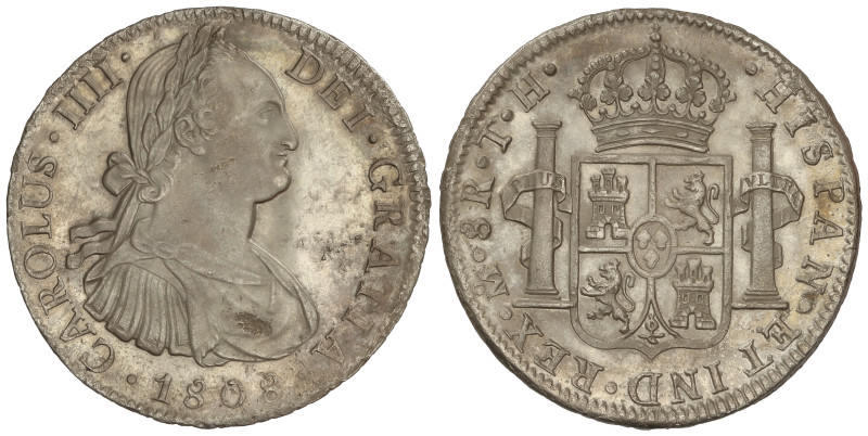 SPANISH MONARCHY: CHARLES IV
8 Reales. 1808/7. MÉXICO. T.H. 26,87 grs. (Pequeño...