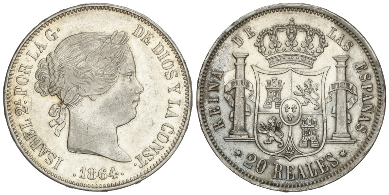 SPANISH MONARCHY: ELISABETH II
20 Reales. 1864. MADRID. 26,02 grs. (Manchitas e...