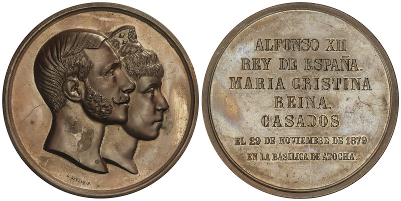 PESETA SYSTEM: ALFONSO XII
Medalla Boda Real. 1879. MADRID. 251,58 grs. AE. Bod...