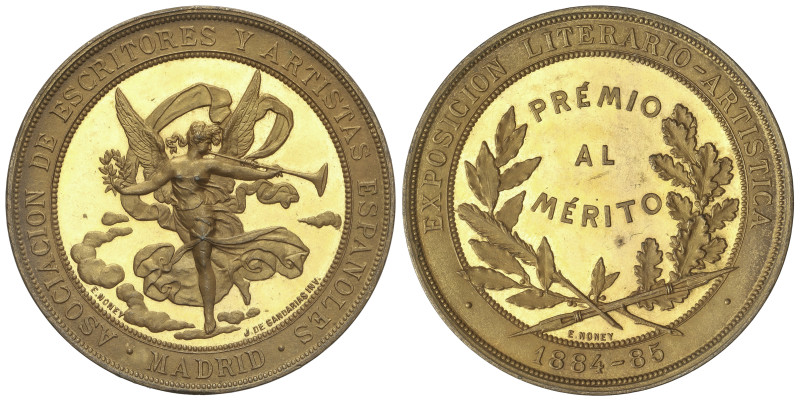 PESETA SYSTEM: ALFONSO XII
Medalla. 1884-85. MADRID. 36,58 grs. AE dorado. PREM...