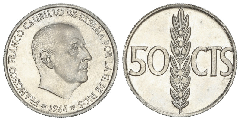 PESETA SYSTEM: ESTADO ESPAÑOL
50 Céntimos. 1966 (*19-70). Procedente de tira F....