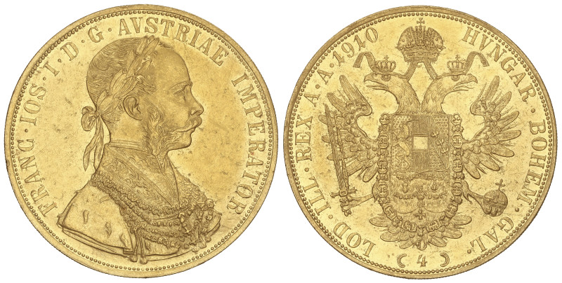 WORLD COINS: AUSTRIA
4 Ducat. 1910. FRANZ JOSEPH I. 13,92 grs. AU. (Pequeños go...