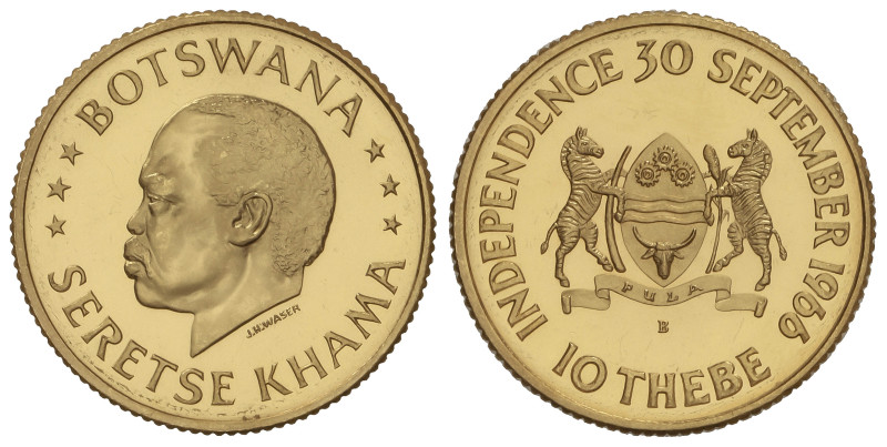 WORLD COINS: BOTSWANA
10 Thebe. 1966. 11,3 grs. AU (900). Comemoración de la In...