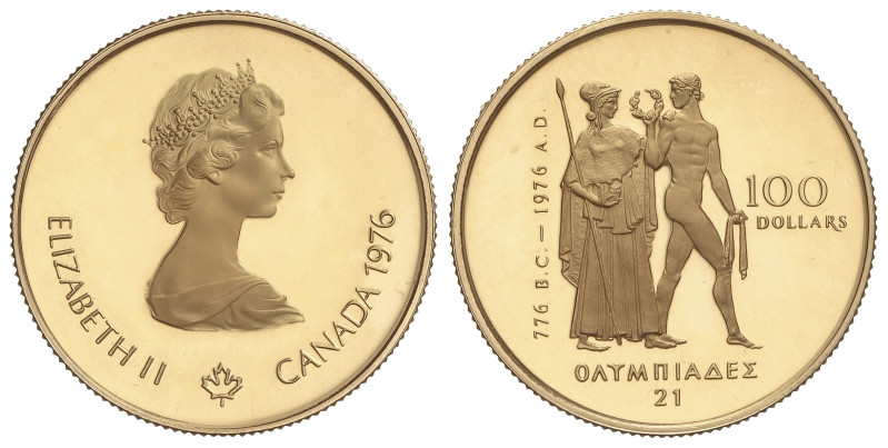 WORLD COINS: CANADA
100 Dollars. 1976. ELIZABETH II. 16,88 grs. AU (917). Olimp...