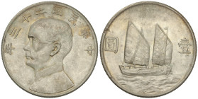 WORLD COINS: CHINA
1 Dollar (Yuan). Año 23 (1934). SUN YAT SEN. Encapsulada por NGC AU58 (n. 6644494-008). 26,62 grs. AR. Pátina, restos de brillo. D...