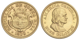 WORLD COINS: COSTA RICA
10 Colones. 1900. 7,76 grs. AU. Cristóbal Colón. Fr-20, KM-140. EBC.