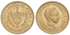 WORLD COINS: CUBA
5 Pesos. 1916. 8,35 grs. AU. Jose Martí. Fr-4; KM-19. EBC.