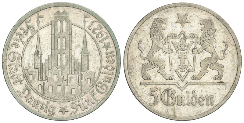 WORLD COINS: DANZIG
5 Gulden. 1923. 24,89 grs. AR. (Pequeños golpecitos). KM-14...