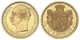 WORLD COINS: DENMARK
10 Kronor. 1909. FREDERIK VIII. VBP. 4,48 grs. AU (900). Brillo original. Fr-298; KM-809. SC-/SC.