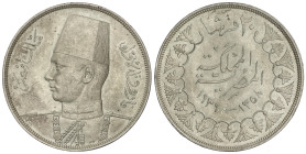 WORLD COINS: EGYPT
20 Piastres. 1939 d.C.-1358 d.H. FAROUK. 27,98 grs. AR. (Leves golpecitos). KM-368. EBC.