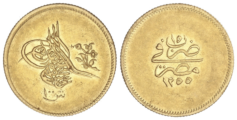 WORLD COINS: EGYPT
100 Qirsh (Pound). 1255 d.H./15 (1852 d.C.). ABDUL MEJID. 8,...