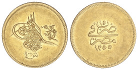 WORLD COINS: EGYPT
100 Qirsh (Pound). 1255 d.H./15 (1852 d.C.). ABDUL MEJID. 8,42 grs. AU (875). (Leves golpecitos). Leves restos de brillo original....