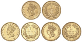 WORLD COINS: UNITED STATES
Lote 3 monedas 1 Dollar. 1862, 1873 y 1874. Peso total de 5,01 grs. AU. Fr-94; KM-86. EBC- a EBC.