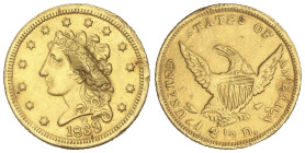 WORLD COINS: UNITED STATES
2-1/2 Dollars (Quarter Eagle). 1839-D. DAHLONEGA. 3,91 grs. AU. Classic head. La ceca de Dahlonega, fundada en 1835, desem...