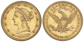 WORLD COINS: UNITED STATES
10 Dollars. 1887-S. SAN FRANCISCO. 16,71 grs. AU. Coronet Head. (Leves golpecitos). Restos de brillo original. Fr-160; KM-...