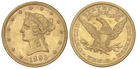 WORLD COINS: UNITED STATES
10 Dollars. 1893. 16,71 grs. AU. Coronet Head. (Leves golpecitos). Brillo original. Fr-158; KM-102. EBC.