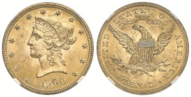 WORLD COINS: UNITED STATES
10 Dollars. 1900. Encapsulada por NGC MS63 (n. 6640260-092). AU. Coronet Head. Brillo original. Fr-158, KM-102. EBC+.