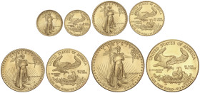 WORLD COINS: UNITED STATES
Serie 4 monedas 5, 10, 25 y 50 Dollars. 1986. Peso total de 62,90 grs. AU (916). Fr-B1/B4; KM-216/219. FDC.