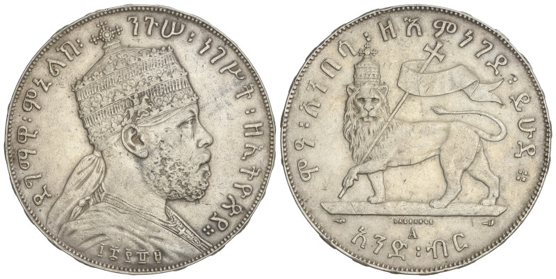 WORLD COINS: ETHIOPIA
Birr. 1889-A. MENELIK II. 28,1 grs. AR. (Leves golpecitos...