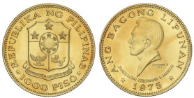 WORLD COINS: PHILIPPINES
1000 Piso. 1975. 10 grs. AU (900). Ferdinand Marcos. Fr-6; KM-213. SC.