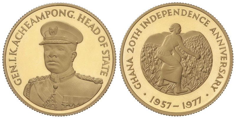 WORLD COINS: GHANA
2 Pound. 1977. 19,88 grs. AU. 20 Aniversario. Independencia....