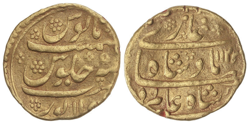 WORLD COINS: INDIAN STATES
Mohur. 112_/RY5. SHAH ALAM. IMPERIO MOGUL. BURHANPUR...