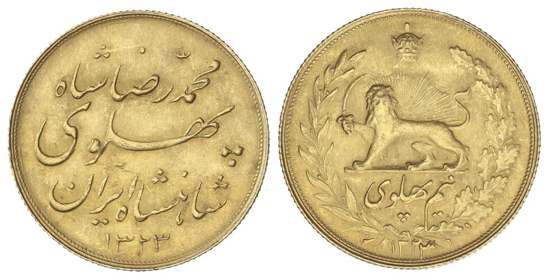 WORLD COINS: IRAN
1/2 Pahlavi. 1323SH-(1944). 4,08 grs. AU. Muhammad Reza Pahla...