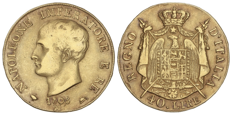 WORLD COINS: ITALIAN STATES
40 Lire. 1808-M. REINO DE NAPOLEON. MILANO. 12,82 g...