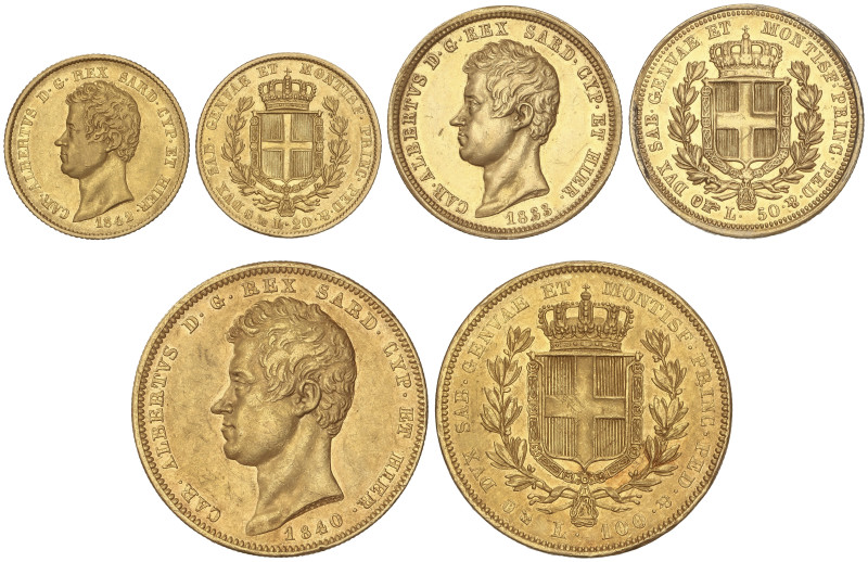 WORLD COINS: ITALIAN STATES
Lote 3 monedas 20, 50 y 100 Lire. 1833, 1840 y 1842...