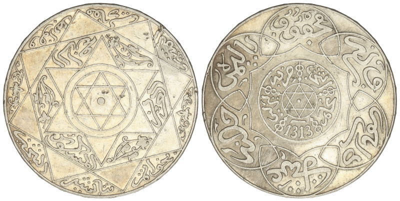 WORLD COINS: MOROCCO
10 Dirhams. 1313AH (1895). Abd al-Aziz. BERLÍN. 28,89 grs....