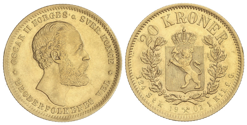 WORLD COINS: NORWAY
20 Kroner. 1902. OSCAR II. 8,92 grs. AU. Fr-17, KM-355. EBC...