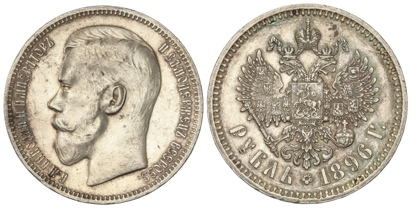 WORLD COINS: RUSSIA
1 Rouble. 1896. NICHOLAS II. SAINT PETERSBURG. 19,93 grs. A...