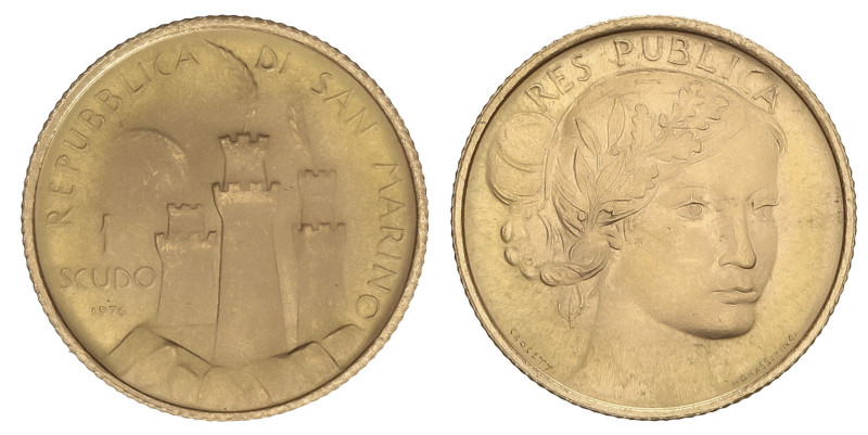 WORLD COINS: SAN MARINO
1 Scudo. 1976. 3 grs. AU. Res Publica. Fr-9, KM-60. SC.