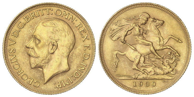 WORLD COINS: SOUTH AFRICA
Sovereign. 1930-SA. GEORGE V. 7,97 grs. AU (917). Fr-...