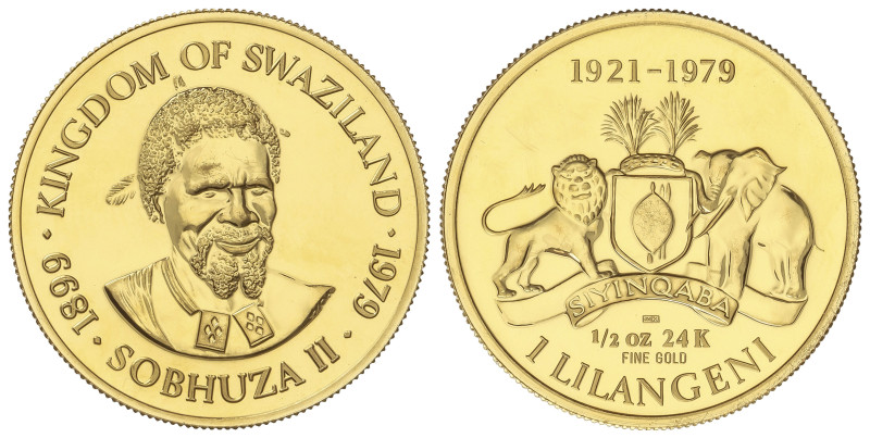 WORLD COINS: SWAZILAND
1 Lilangeni. 1979. 15,6 grs. AU (999). 80 Aniversario Re...