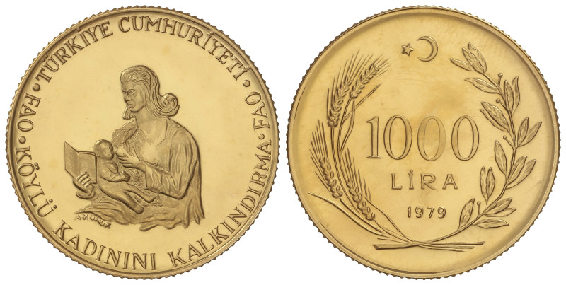 WORLD COINS: TURKEY
1.000 Lira. 1979. 15,71 grs. AU (917). Acuñación F.A.O. RAR...