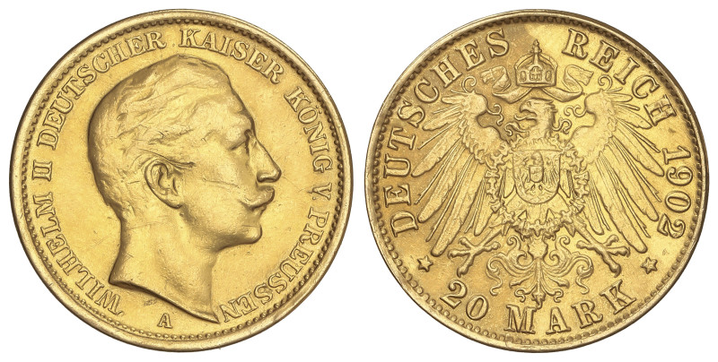 WORLD COINS: GERMAN STATES
20 Mark. 1902-A. WILHELM II. PRUSIA. BERLIN. 7,95 gr...