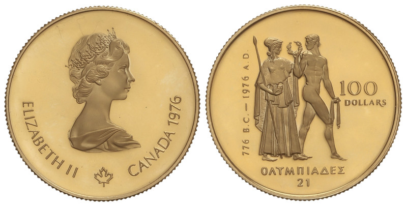 WORLD COINS: CANADA
100 Dollars. 1976. 16,86 grs. AU (917). Olimpiada Montreal´...