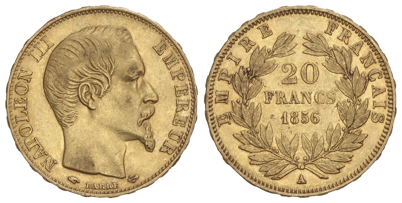 WORLD COINS: FRANCE
20 Francs. 1856-A. NAPOLEON III. PARÍS. 6,4 grs. AU (900). ...