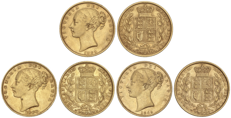 WORLD COINS: GREAT BRITAIN
Lote 3 monedas Sovereign. 1863-10, 1866-49, 1869-43....