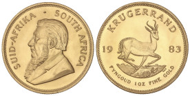 WORLD COINS: SOUTH AFRICA
Krugerrand. 1983. 33,86 grs. AU (917). Fr-B1; KM-73. SC.
