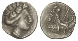 GREEK COINS
Tetróbolo. Siglo III a.C. HISTIAIA. EUBOIA. Anv.: Cabeza de la ninfa Histiaia de Menade a derecha. Rev.: Ninfa sentada a derecha sobre pr...