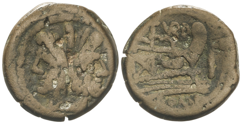 ROMAN COINS: ROMAN REPUBLIC
As. 214 a.C. PAPIRIA. Papirius Turdus. Anv.: Cabeza...
