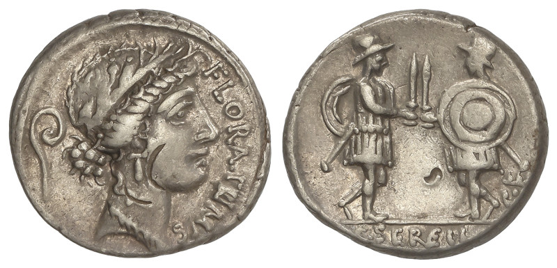 ROMAN COINS: ROMAN REPUBLIC
Denario. 57 a.C. SERVILIA. C. Serveilius C.f. Anv.:...
