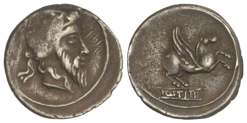 ROMAN COINS: ROMAN REPUBLIC
Denario. 90 a.C. TITIA. Q. Titius. Anv.: Cabeza del...