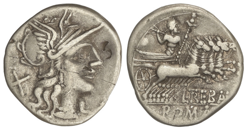 ROMAN COINS: ROMAN REPUBLIC
Denario. 135 a.C. TREBANIA. L. Trebanius. Anv.: Cab...
