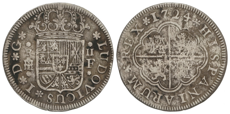 SPANISH MONARCHY: LOUIS I OF SPAIN
2 Reales. 1724. SEGOVIA. F. 5,10 grs. (Pátin...