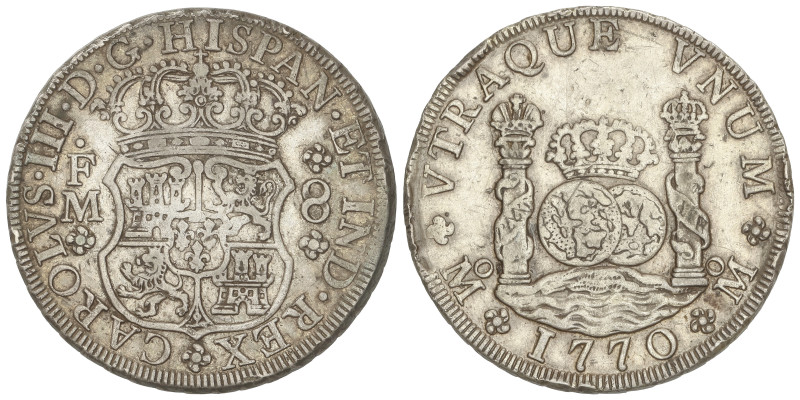 SPANISH MONARCHY: CHARLES III
8 Reales. 1770. MÉXICO. F.M. 26,77 grs. Columnari...